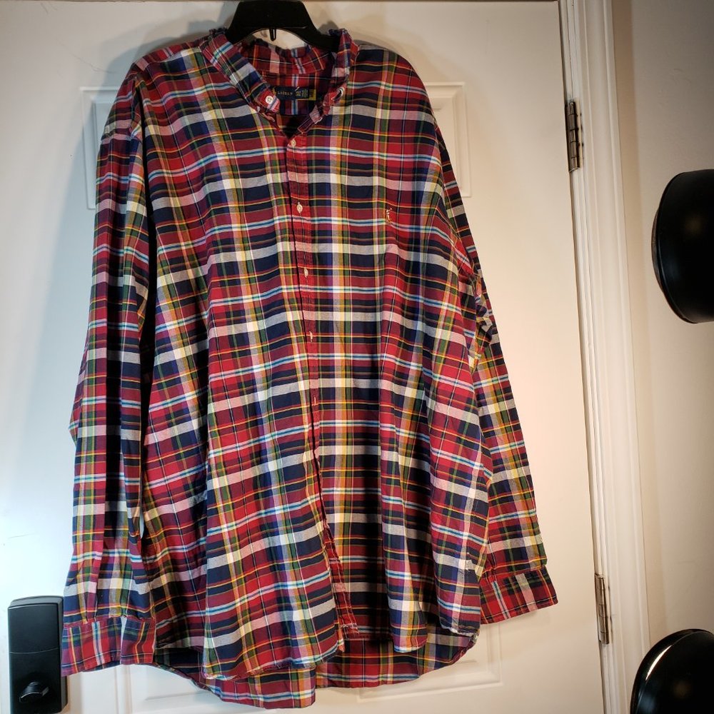 RALPH LAUREN 4XLT MULTICOIOR LONGSLEEVE BUTTONUP MEN SHIRT 100% COTTON